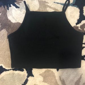 High neck black crop top